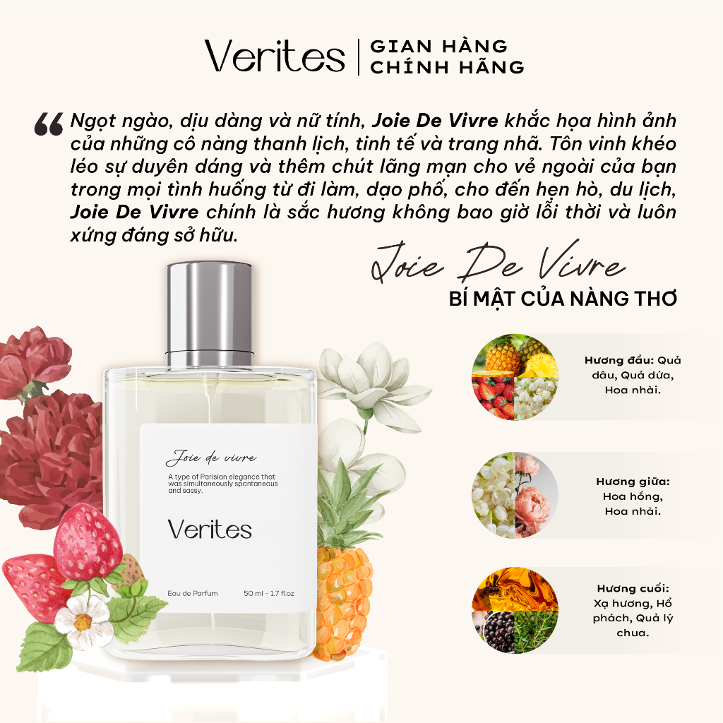 Nước hoa Nữ VERITES Joie De Vivre Thanh lịch, Trang nhã, Tinh tế 50ml