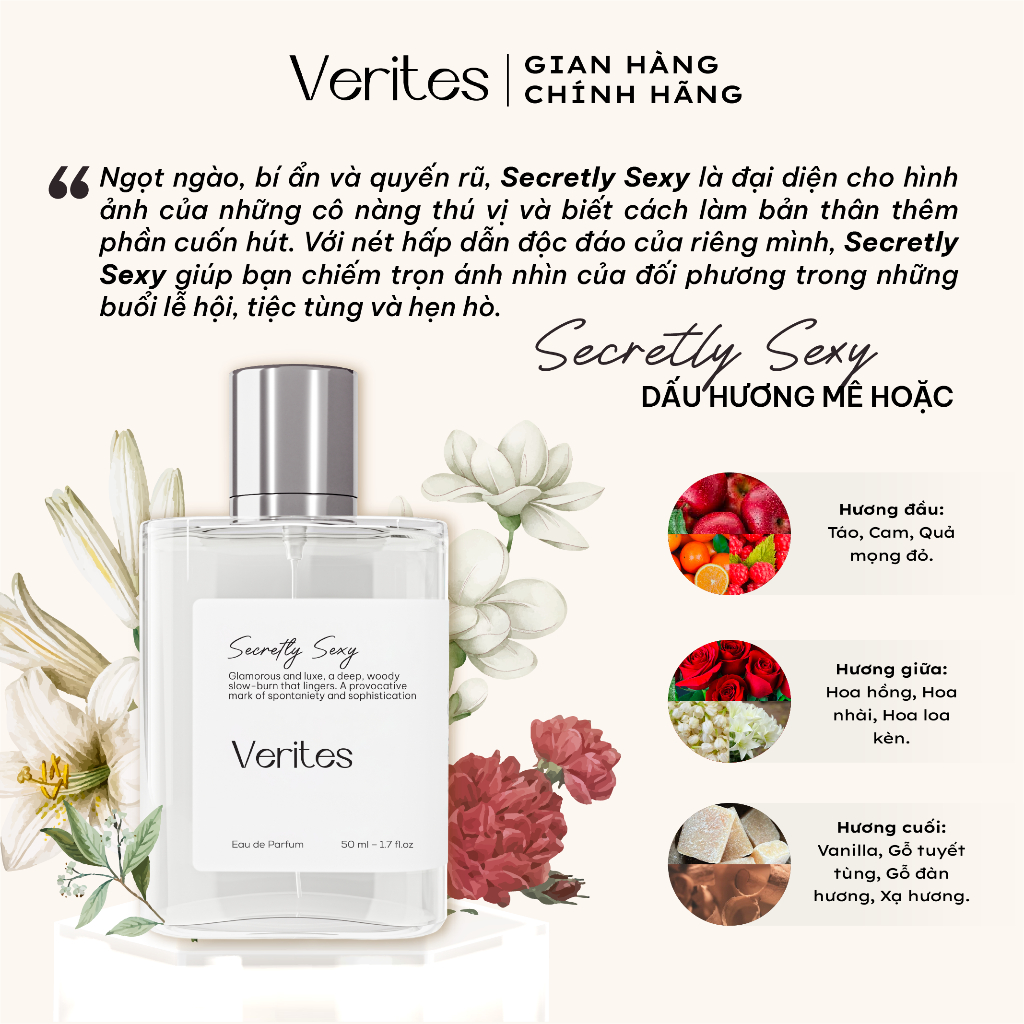 Nước hoa Nữ VERITES Secretly Sexy Lôi cuốn, Quyến rũ, Gợi cảm 50ml