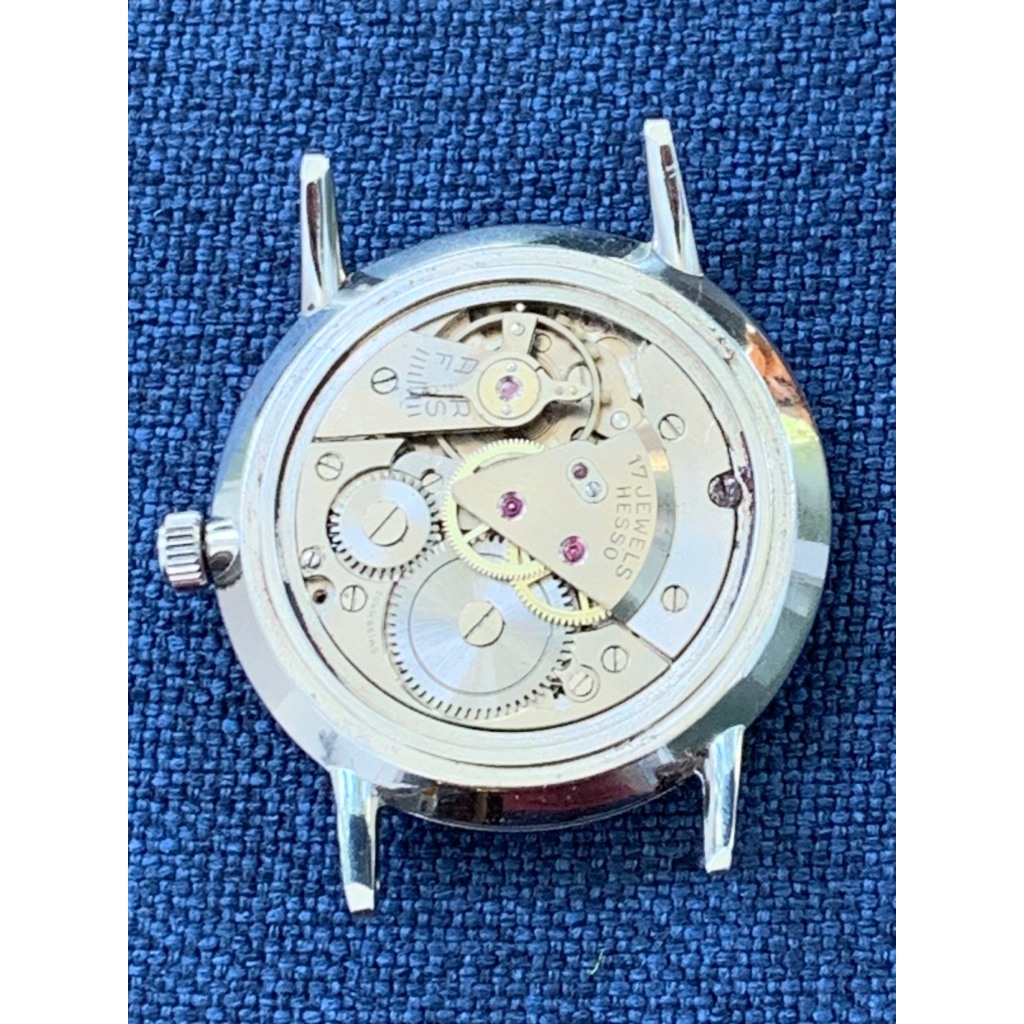 Đồng hồ nam Lucille cơ cót thiết kế thanh lịch, dây da đen của Thụy