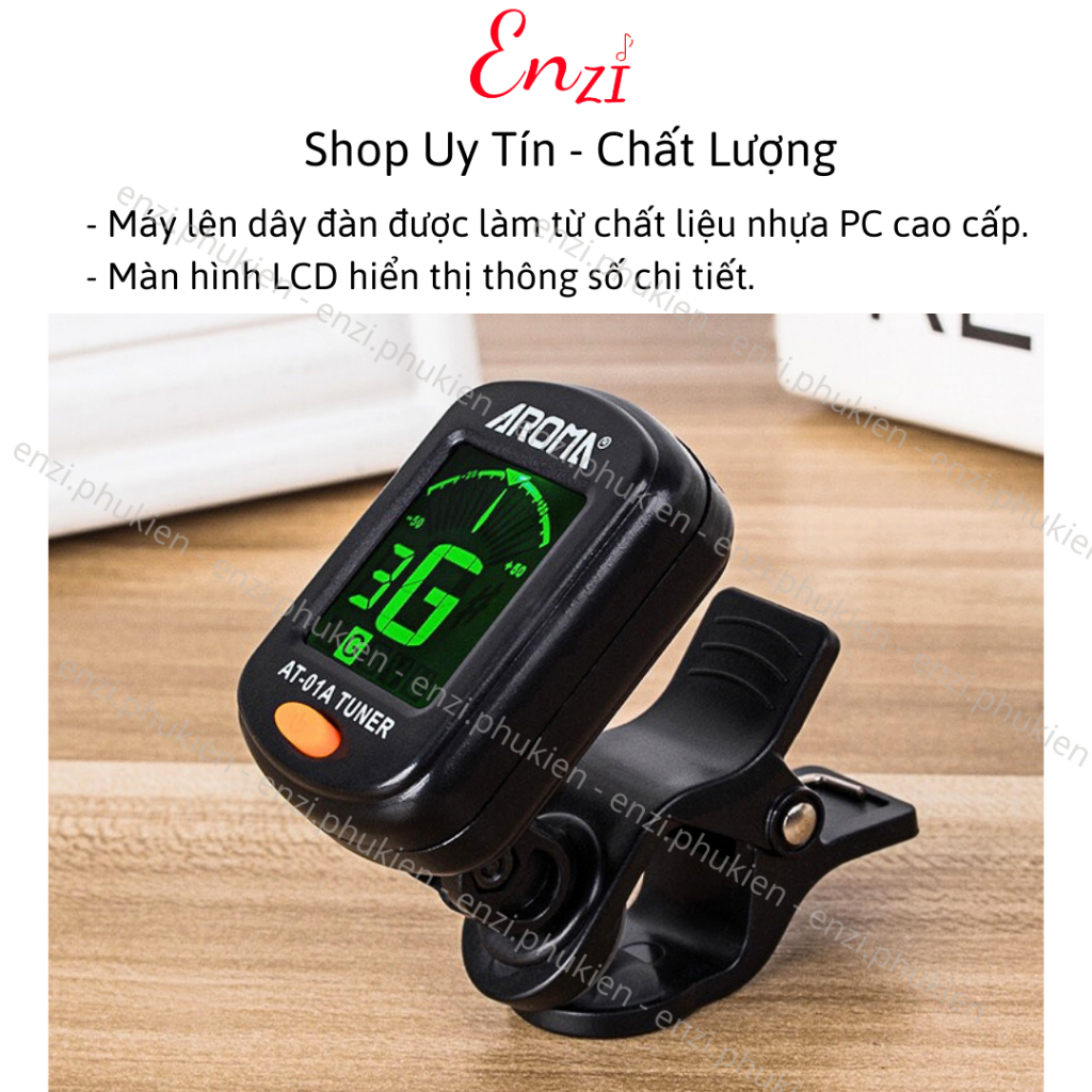 Máy lên dây đàn guitar ukulele violin Tuner Aroma guitar ukulele violin chất lượng Enzi