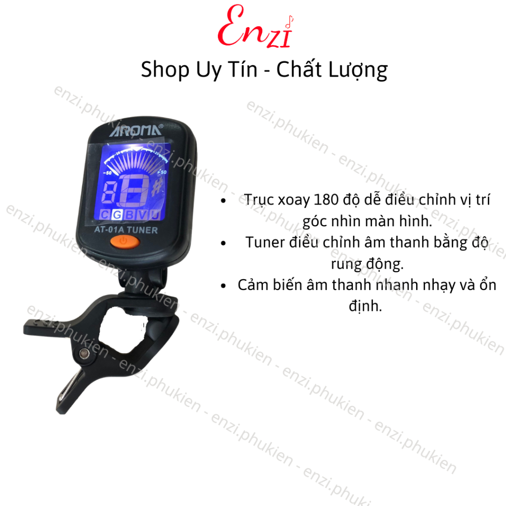 Máy lên dây đàn guitar ukulele violin Tuner Aroma guitar ukulele violin chất lượng Enzi