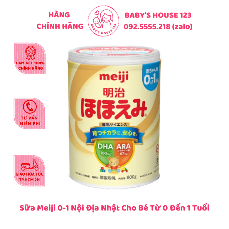 SỮA MEIJI SỐ 0 - MEIJI HOHOEMI MILK NỘI ĐỊA NHẬT BẢN - hộp 800gr