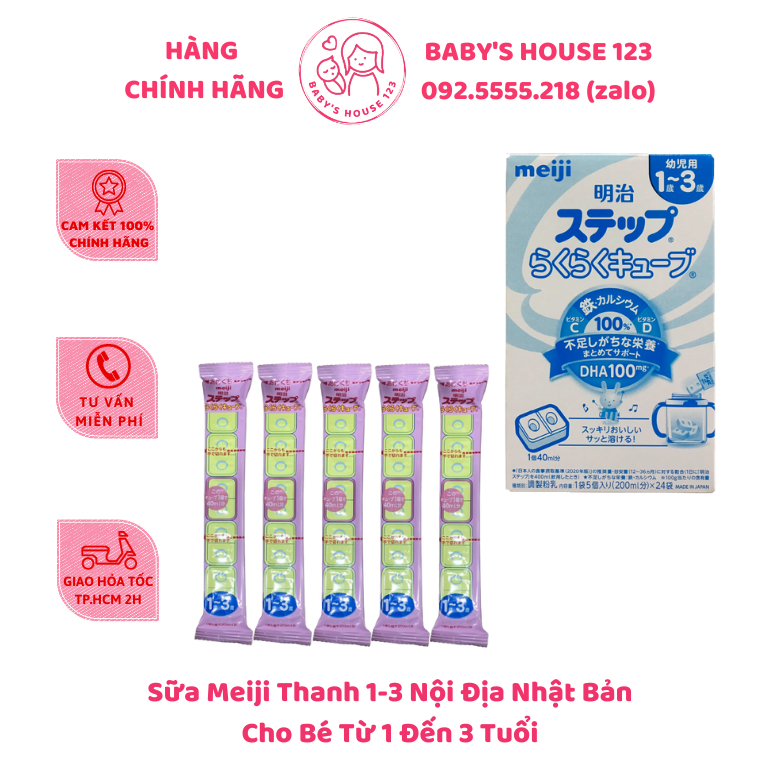 Tách Lẻ 5 Thanh Sữa Meiji 1-3 Nội Địa Nhật - 28g x 5 Thanh