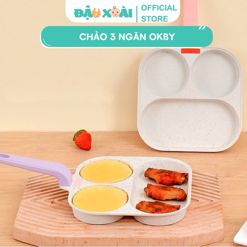 Chảo 3 ngăn OKBY chống dính chế biến ăn dặm cho bé
