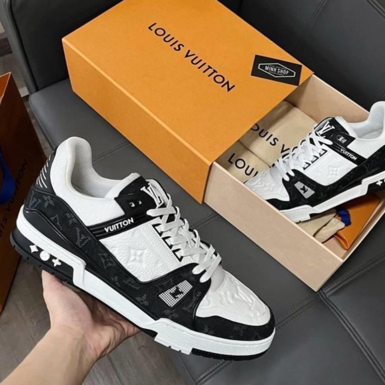 Giày LV Trainer full màu, Giày Louiis_Vuitton Trainer Xanh Navy  Full phụ kiện Cao Cấp Bán Chạy Nhất