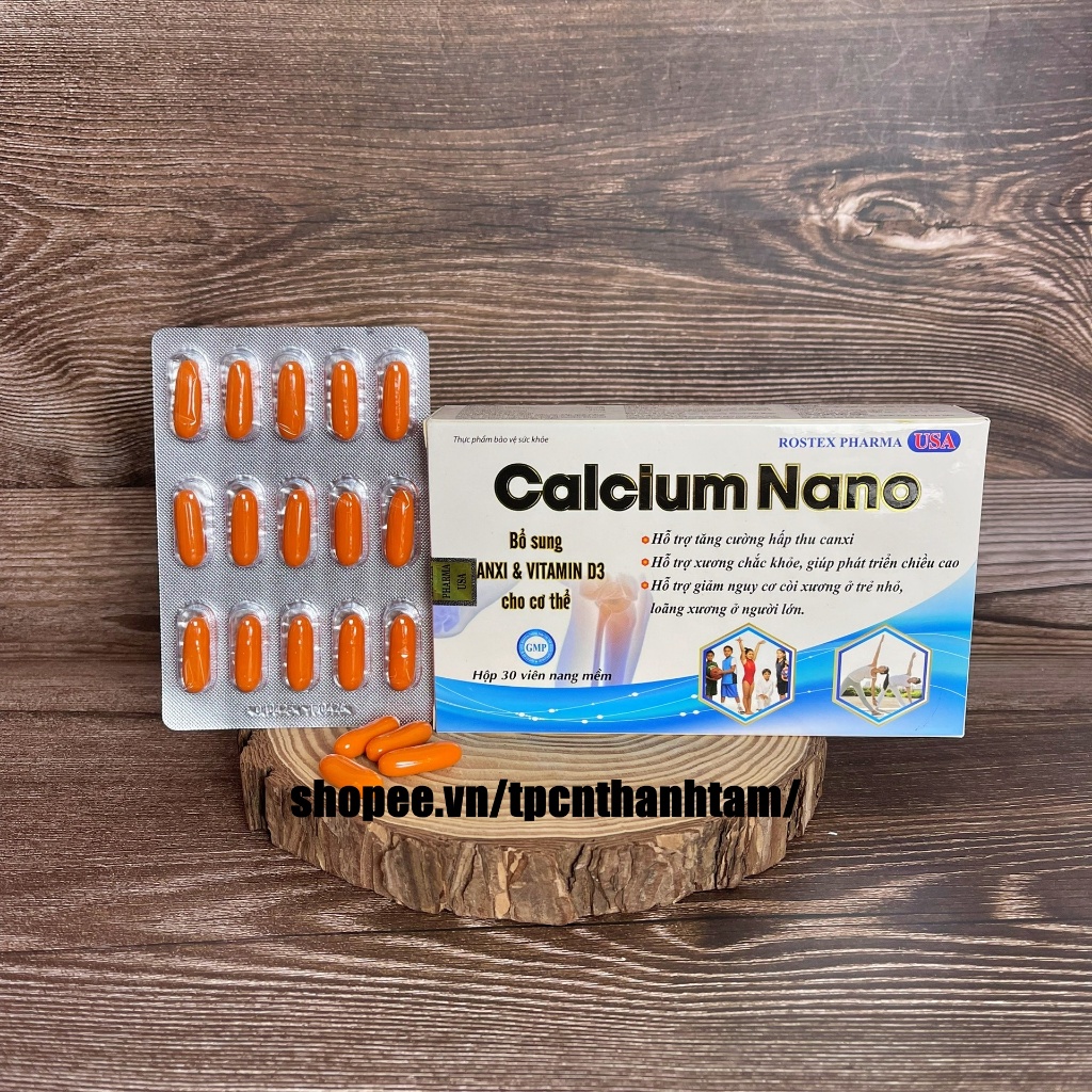 Viên uống CALCIUM NANO bổ sung canxi D3 giúp tang chiều cao, chắc xương – Hộp 30 viên