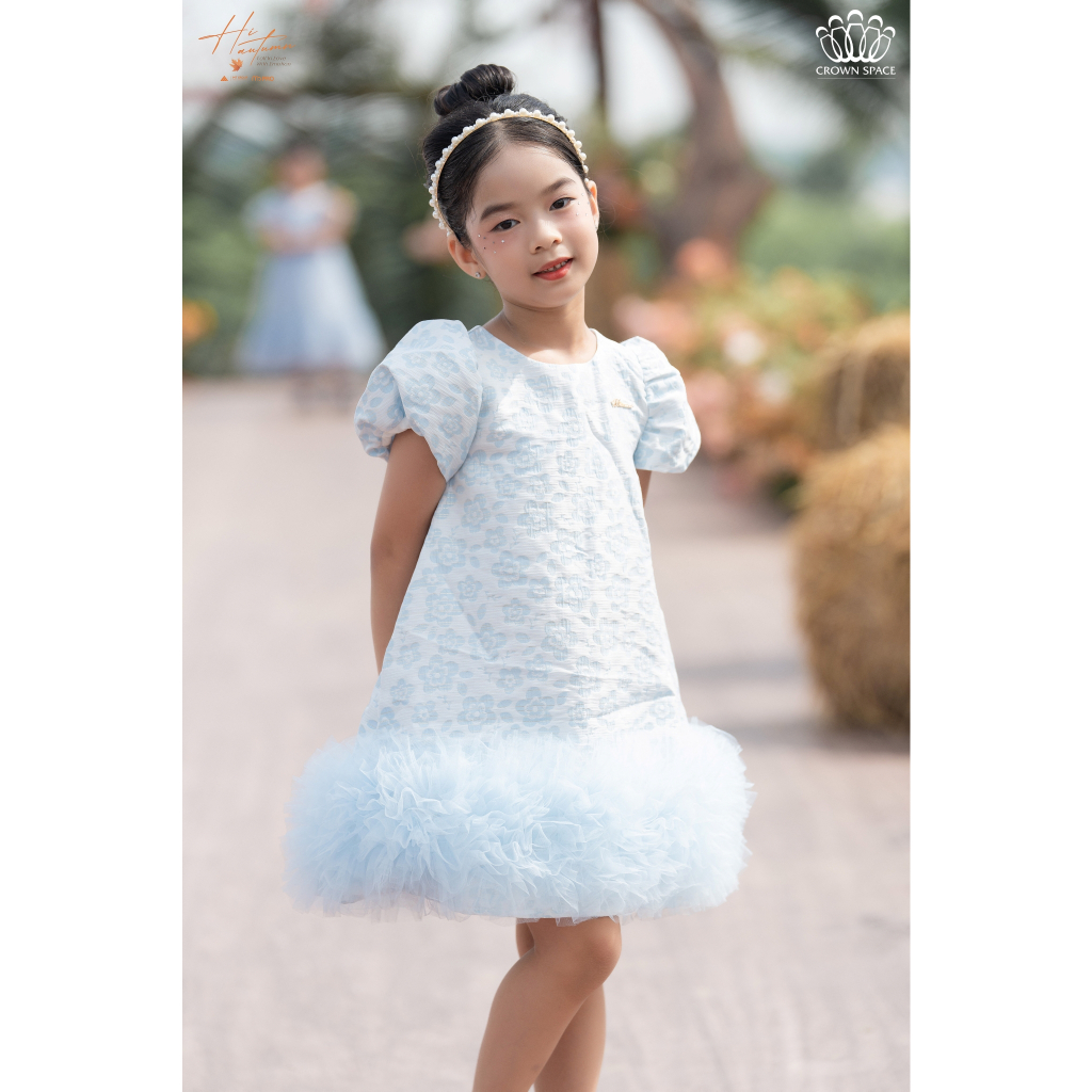 Váy Chữ A Cho Bé Gái Phối Tay Và Chân Váy Phồng Crown Space Đầm Công Chúa Đi Dự Tiệc CKGS3832106