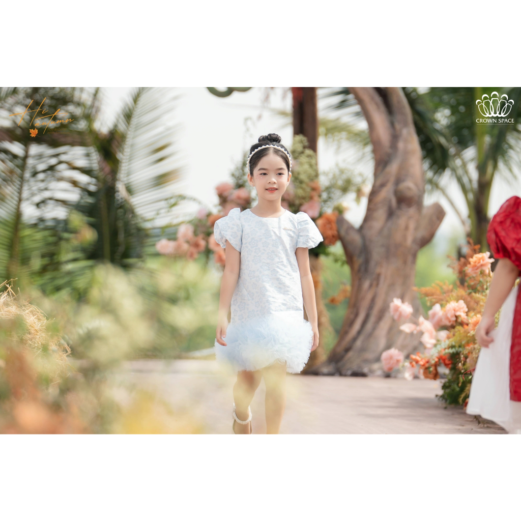 Váy Chữ A Cho Bé Gái Phối Tay Và Chân Váy Phồng Crown Space Đầm Công Chúa Đi Dự Tiệc CKGS3832106