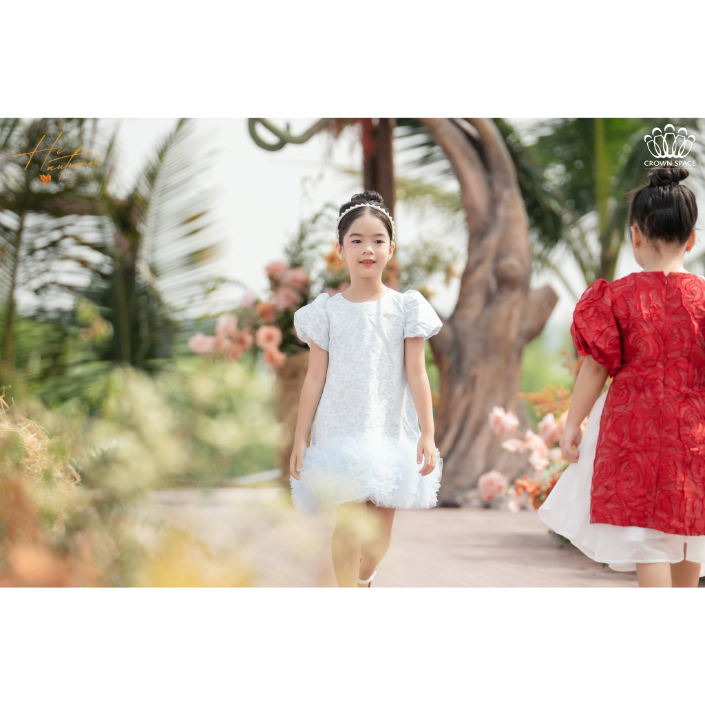 Váy Chữ A Cho Bé Gái Phối Tay Và Chân Váy Phồng Crown Space Đầm Công Chúa Đi Dự Tiệc CKGS3832106