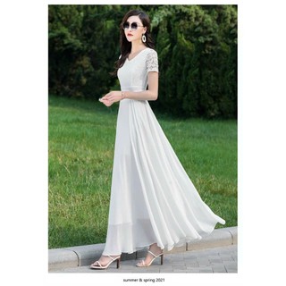 ĐẦM XÒE PHỐI REN CỔ V - YB231002