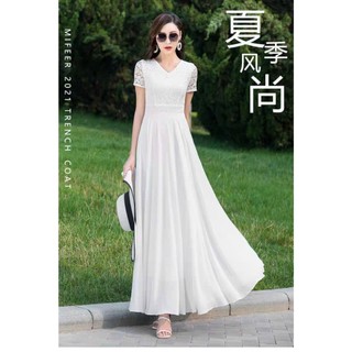 ĐẦM XÒE PHỐI REN CỔ V - YB231002
