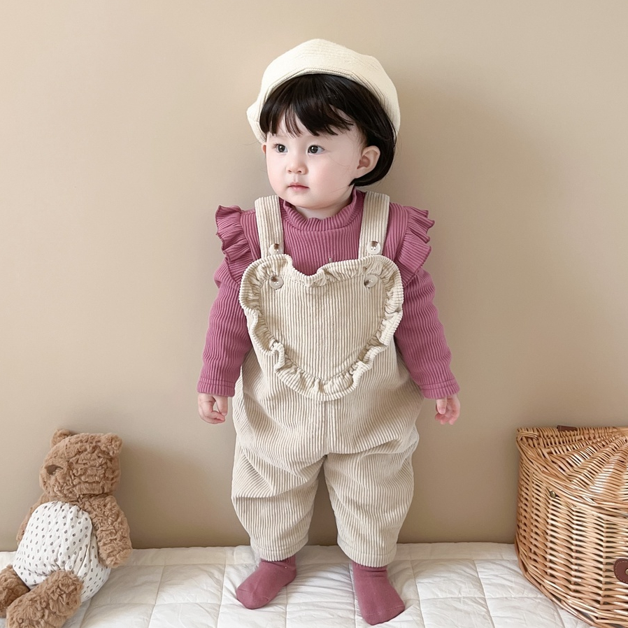 , Set yếm bé gái, hai màu hồng và màu nâu kèm áo mặc thu đông 7-14kg BÌNH MINH SHOP