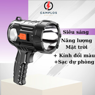 Đèn pin siêu sáng sạc năng lượng mặt trời đèn bin cầm tay chiếu xa chống nước có đèn cob sạc tích điện