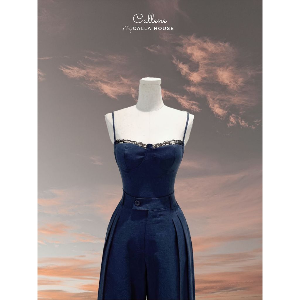 Set áo cúp ngực viền ren và quần suông xếp ly trước siêu hot