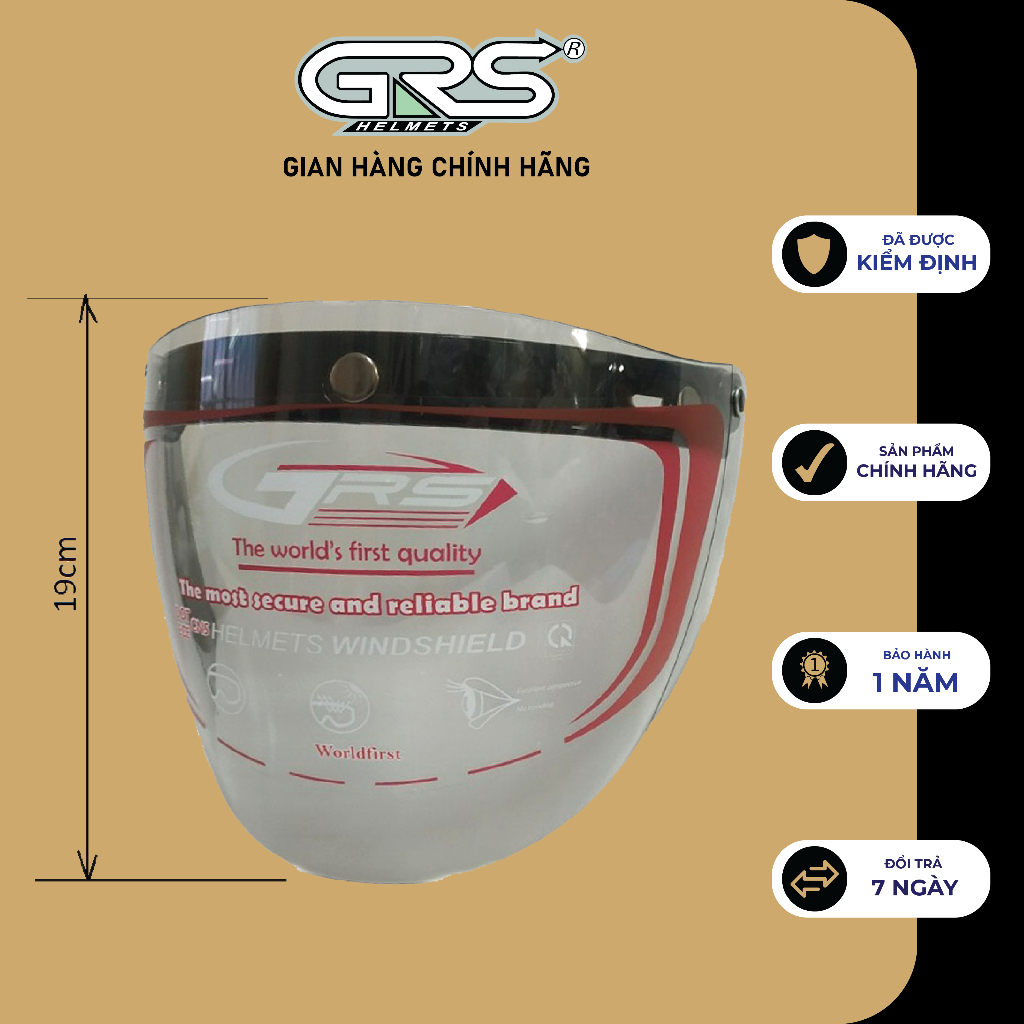 Kính rời gắn mũ bảo hiểm GRS NE-4 màu trắng và màu trà