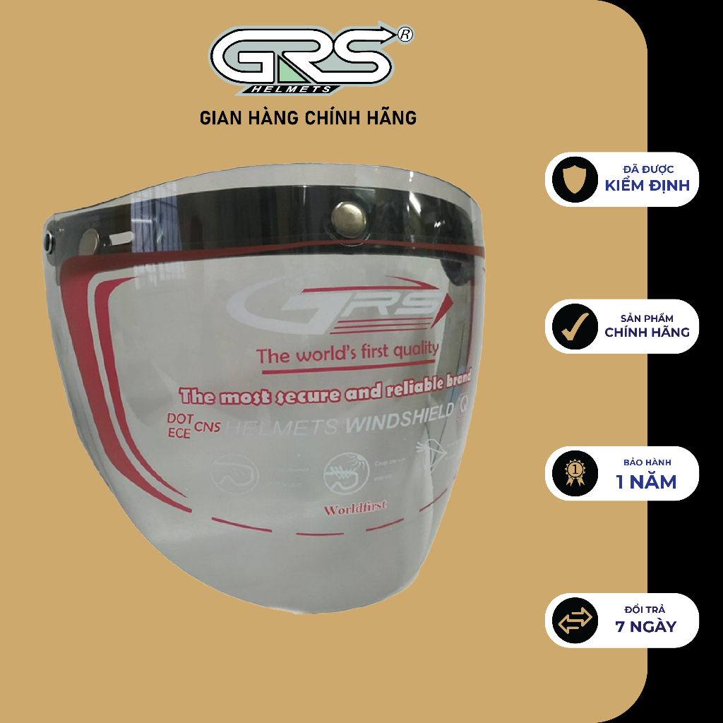 Kính rời gắn mũ bảo hiểm GRS NE-4 màu trắng và màu trà