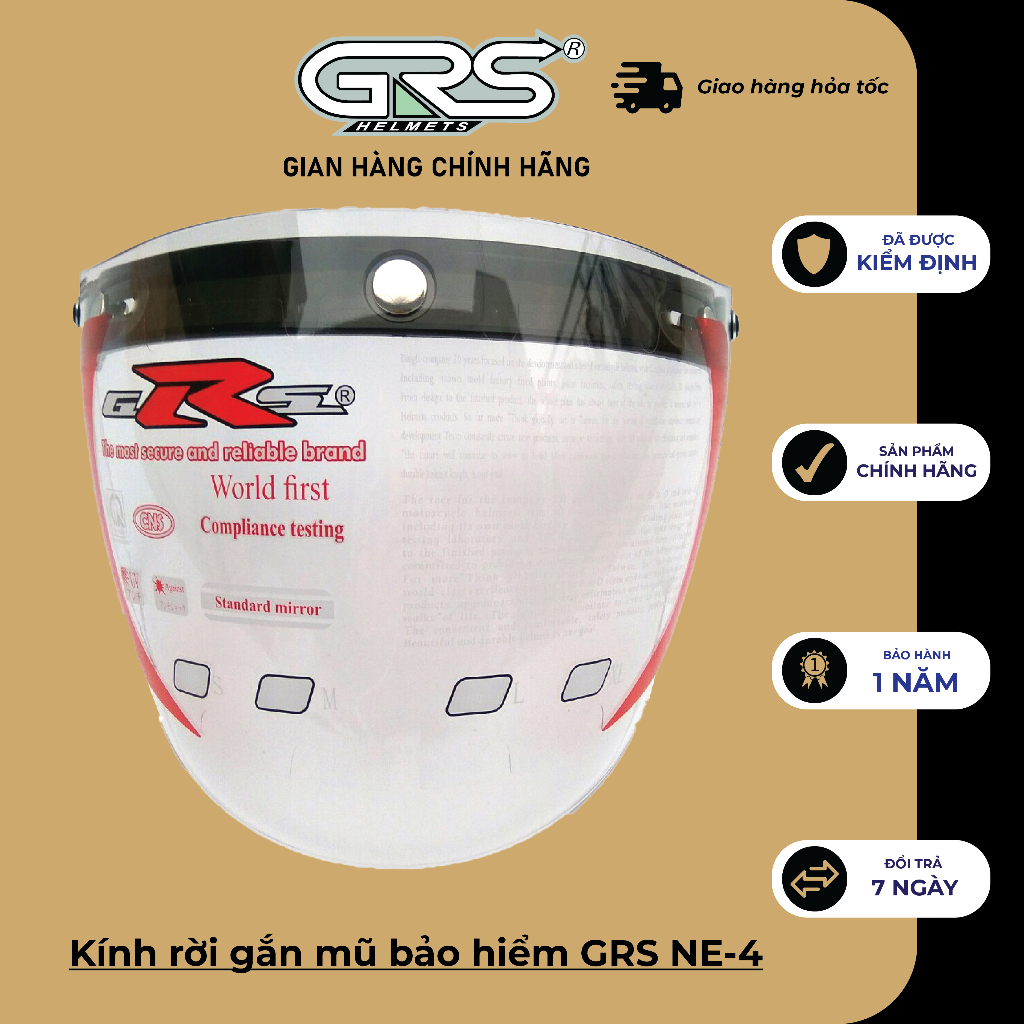 Kính rời gắn mũ bảo hiểm GRS NE-4 màu trắng và màu trà