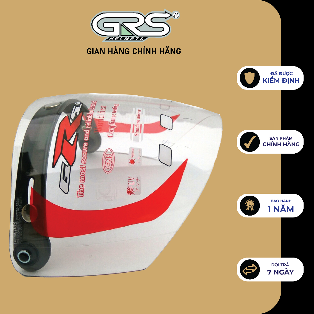 Kính rời gắn mũ bảo hiểm GRS NE-4 màu trắng và màu trà