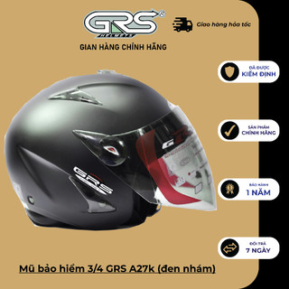 Mũ bảo hiểm 3/4 GRS A27k (màu đen nhám)