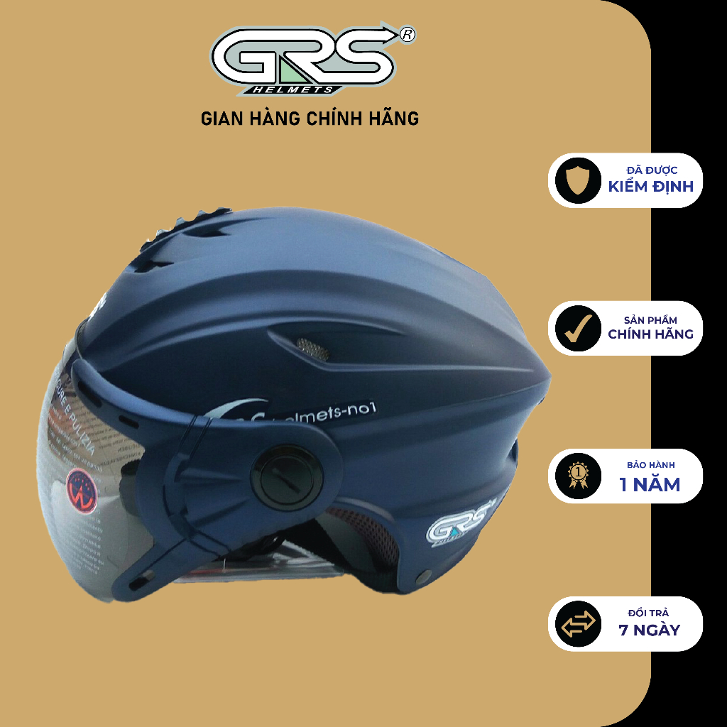 Mũ Bảo Hiểm Nửa Đầu GRS A760K (xanh tím than nhám)