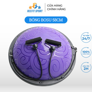 Bóng Bosu thăng bằng tập thể lực 58cm bóng cân bằng,Yoga ball siêu dày chống nổ có dây band kháng lực - kèm bơm bóng