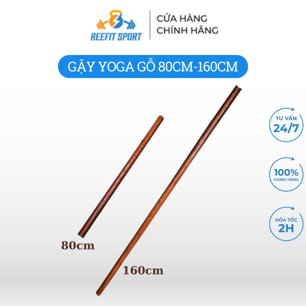 Gậy thể dục, dưỡng sinh bằng gỗ 80-160cm + kèm nút bịt đầu gậy