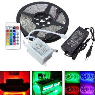 Đèn Led cuộn dài 5m dây đổi màu RGB kèm sẵn nguồn, sẵn keo dán, chống nước