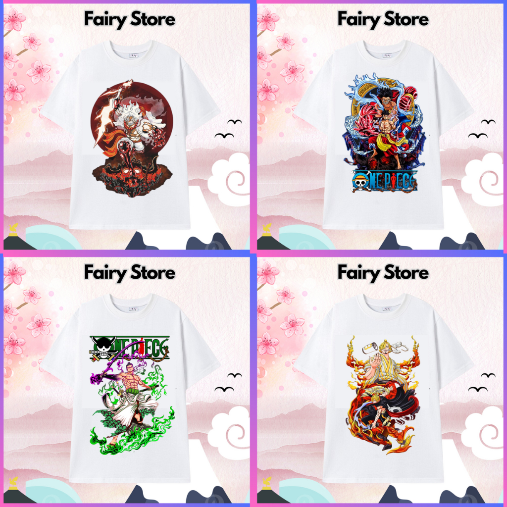Áo One Piece, Áo thun Anime hình in Luffy Gear 5, D.Ace, Zoro, Sanji mẫu mới nhất, Chất liệu thoáng mát