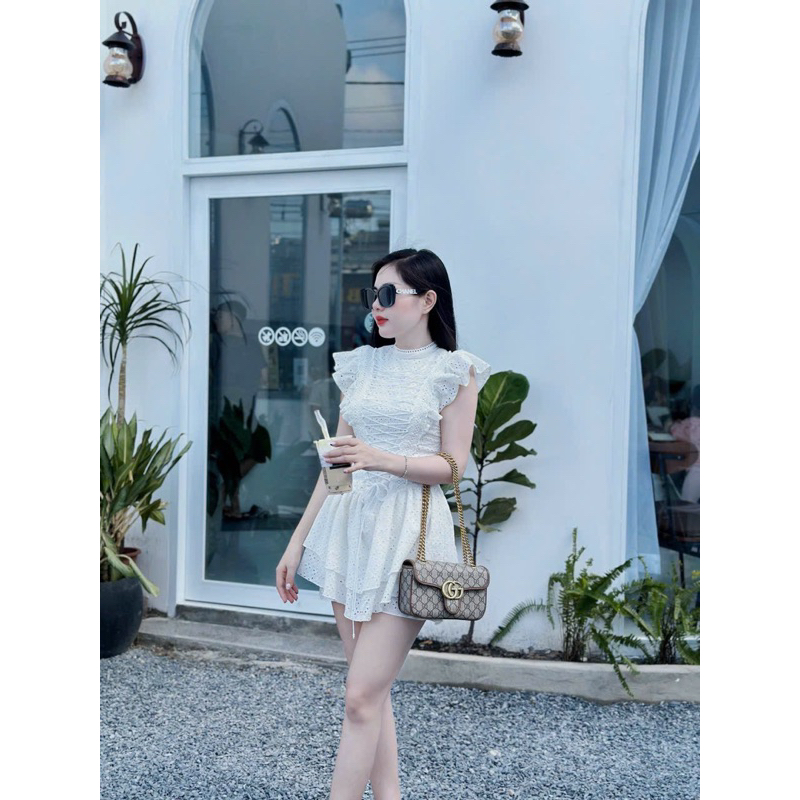 Túi Xách Gc Đeo Vai & Đeo Chéo Viền Nâu Tag Vàng Size 22 Đi Chơi, Du Lịch