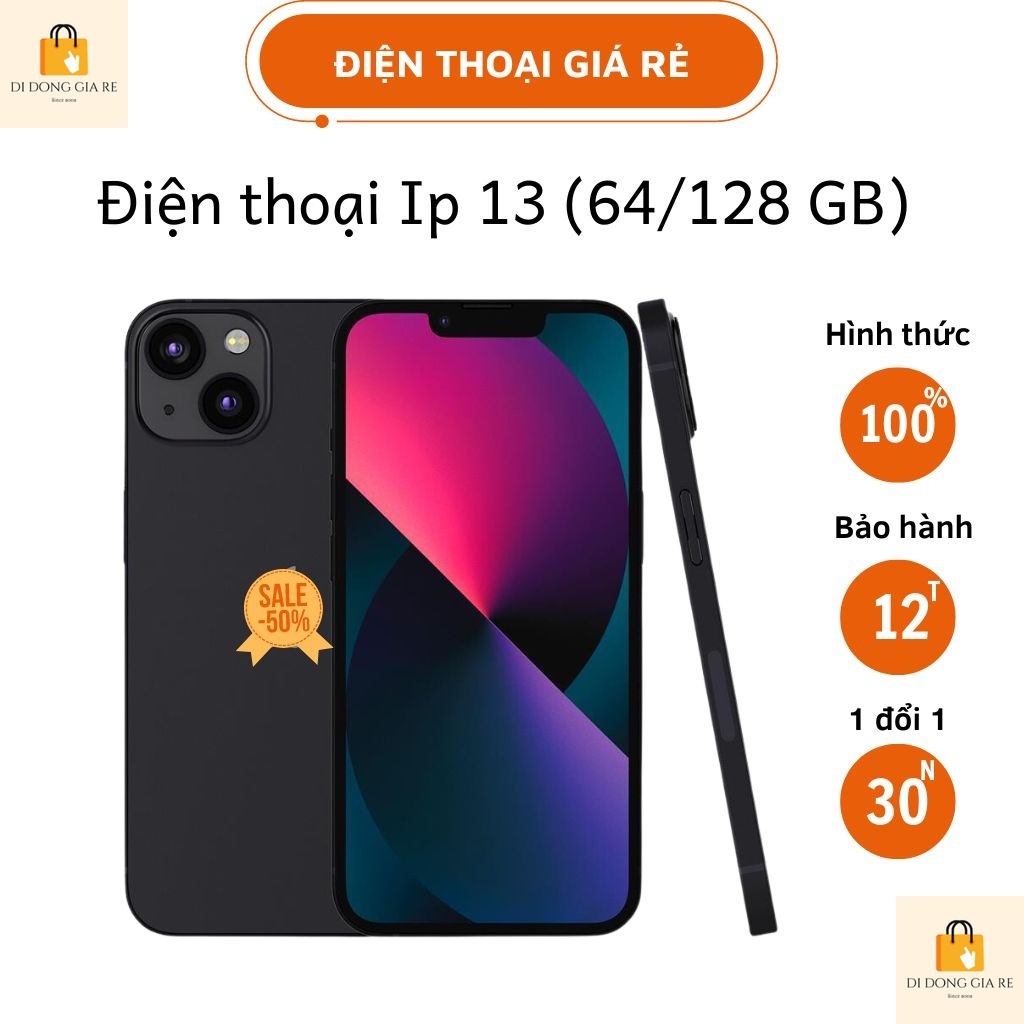 ĐT I/p 13 bản 128Gb - Hàng đẹp Nguyên zin tặng kèm Pkien - cam kết máy dựng