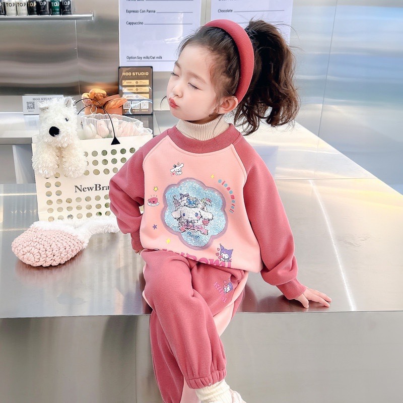 Bộ nỉ da cá bé gái 5-13