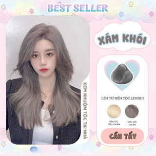 Thuốc nhuộm tóc XÁM KHÓI cần tẩy, nâng tone phong cách Blackpink Hàn Quốc hottrend tặng mũ trùm găng tay May Hair