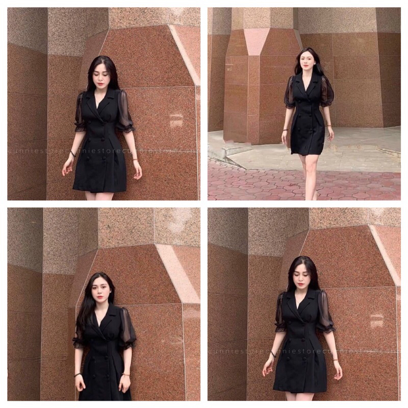 Đầm cổ vest phối tay vol size 65-95 ký có size