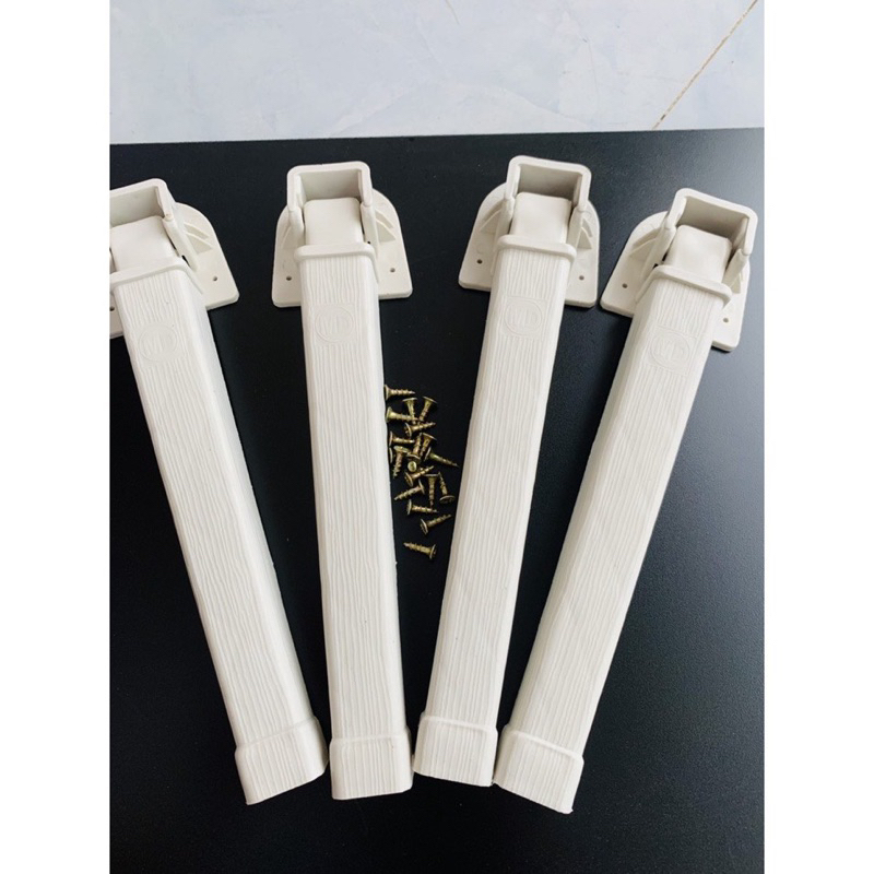 Bộ 4 chân nhựa bắt bàn, chân gấp gọn - chuẩn y hình, hàng dầy dặn chịu lực tốt - tặng kèm vít