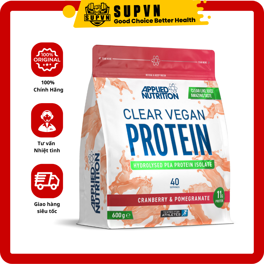 APPLIED NUTRITION CLEAR VEGAN PROTEIN (40ser) - Protein Thực Vật Thuần Chay Hấp Thụ Nhanh