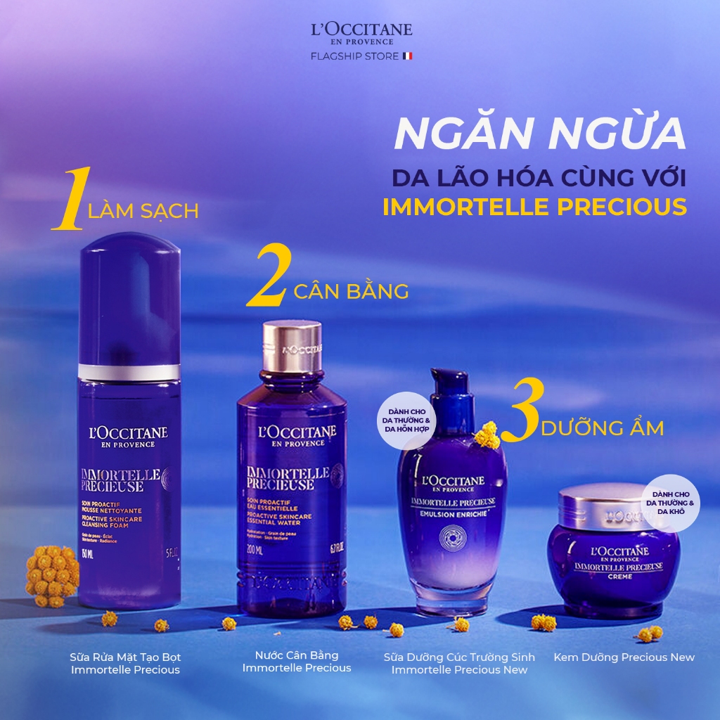 Sữa Rửa Mặt Tạo Bọt L'Occitane Immortelle Precious 150ml