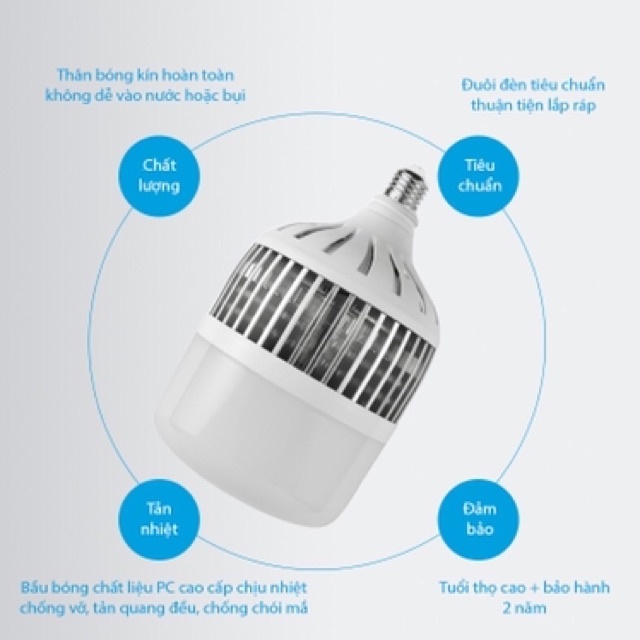 Bóng đèn led búp trụ siêu sáng tản nhiệt nhôm, bóng đèn LED 50w ,Led bulb tiết kiệm điện bảo hành 12 tháng