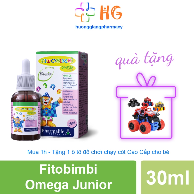 Fitobimbi omega junior Bổ não trẻ em Omega 3 Bổ mắt cho bé Phát triển trí não cho trẻ Tăng sức đề kháng Vitamin Lọ 30ml