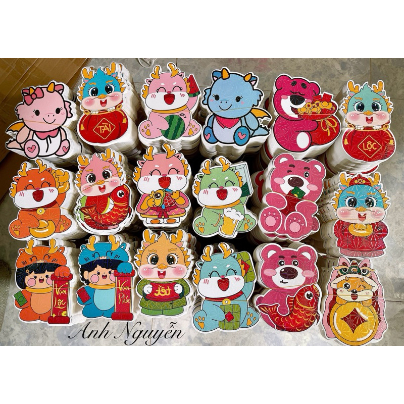 Set 10 Bao Lì Xì Chibi Hot Trend Giấy Bìa Bóng Cứng
