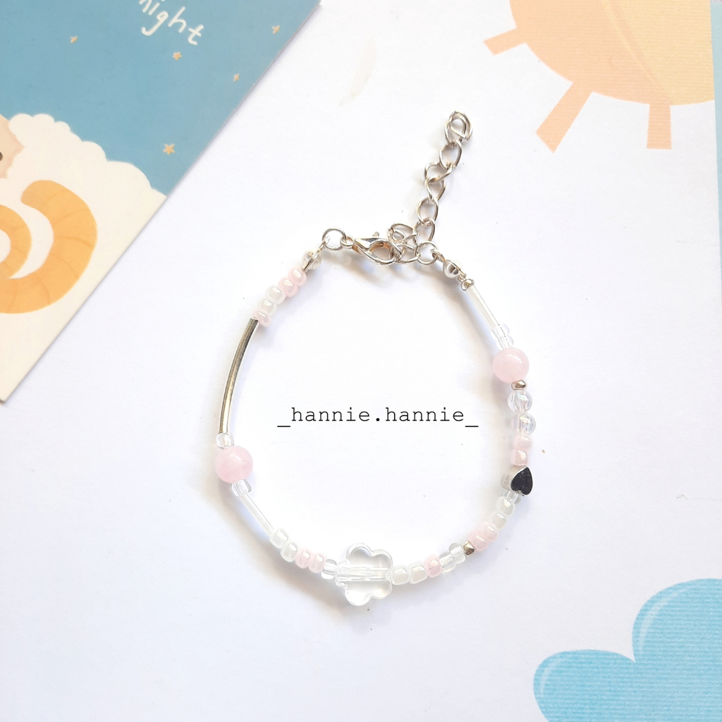 Tinkerbelle - Vòng tay hạt nhựa mix kim loại màu Tím/Xanh lá/Hồng/Cam/Xanh biển/Đen handmade khoá thép không gỉ