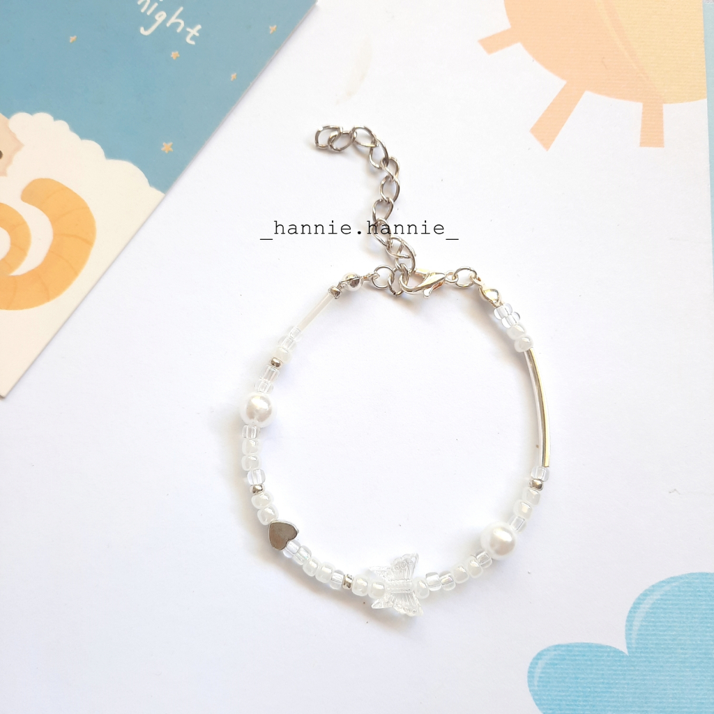 Tinkerbelle - Vòng tay hạt nhựa mix kim loại màu Tím/Xanh lá/Hồng/Cam/Xanh biển/Đen handmade khoá thép không gỉ