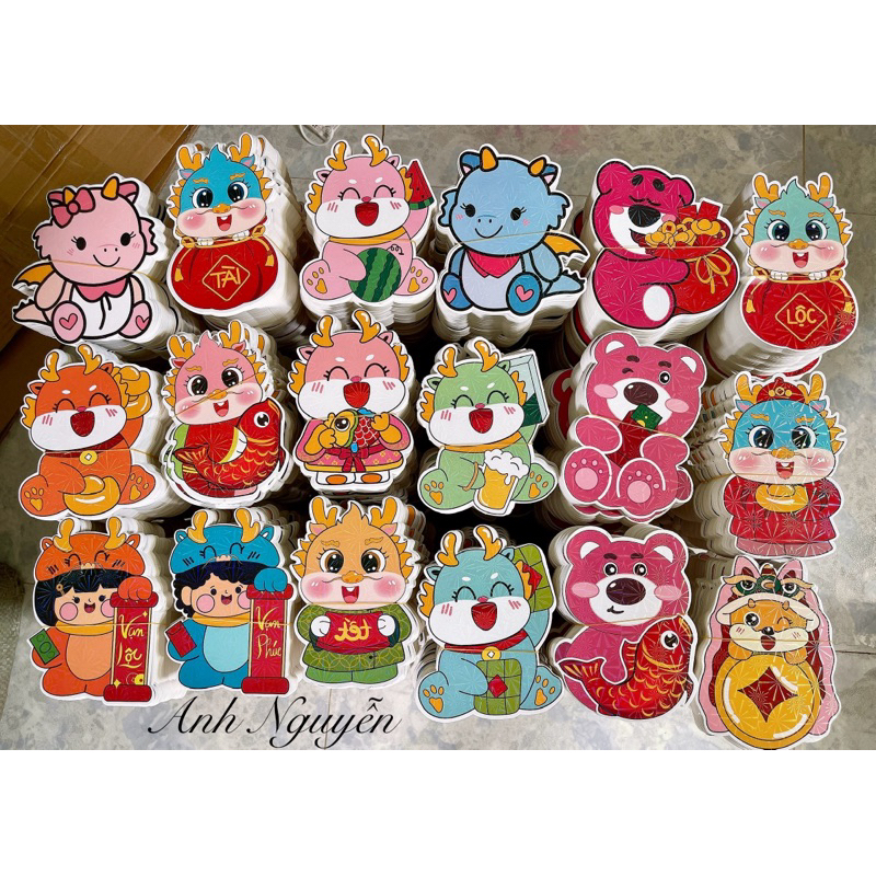 1000 Bao Lì Xì ChiBi Hoạt Hình Nhiều Mẫu Mã Đa Dạng, Giấy Bìa Bóng Cứng