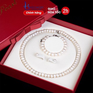 Vòng cổ ngọc trai tự nhiên Quà tặng mẹ tặng bà ý nghĩa hạt dẹt 8-9ly cap cấp bóng đẹp - DB3904 