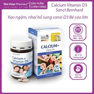 Sanct Bernhard Calcium Vitamin D3 hương vị Socola (90 viên) Canxi ngậm, nhai cho trẻ từ 2 tuổi trở lên - Nhập khẩu Đức