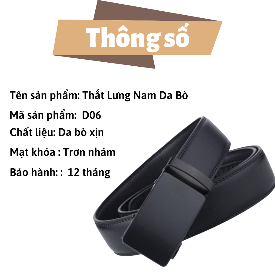 Thắt Lưng Nam Da PU Khóa Tự Động Cao Cấp - Dây Nịt Nam Tặng Kèm Hộp Thương Hiệu Racadoy -TL D06