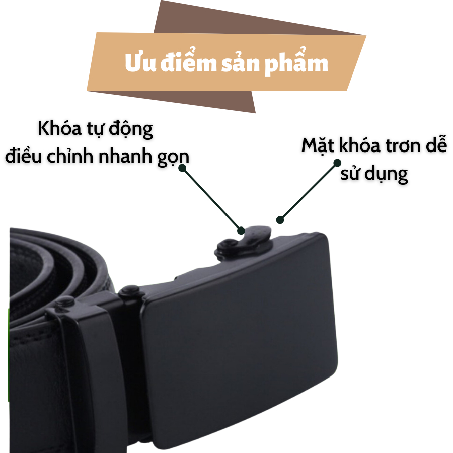 Thắt Lưng Nam Da PU Khóa Tự Động Cao Cấp - Dây Nịt Nam Tặng Kèm Hộp Thương Hiệu Racadoy -TL D06