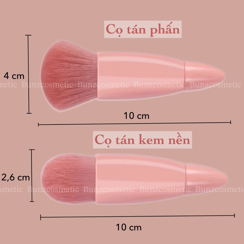 Hộp cọ trang điểm mini 5 cây kèm gương