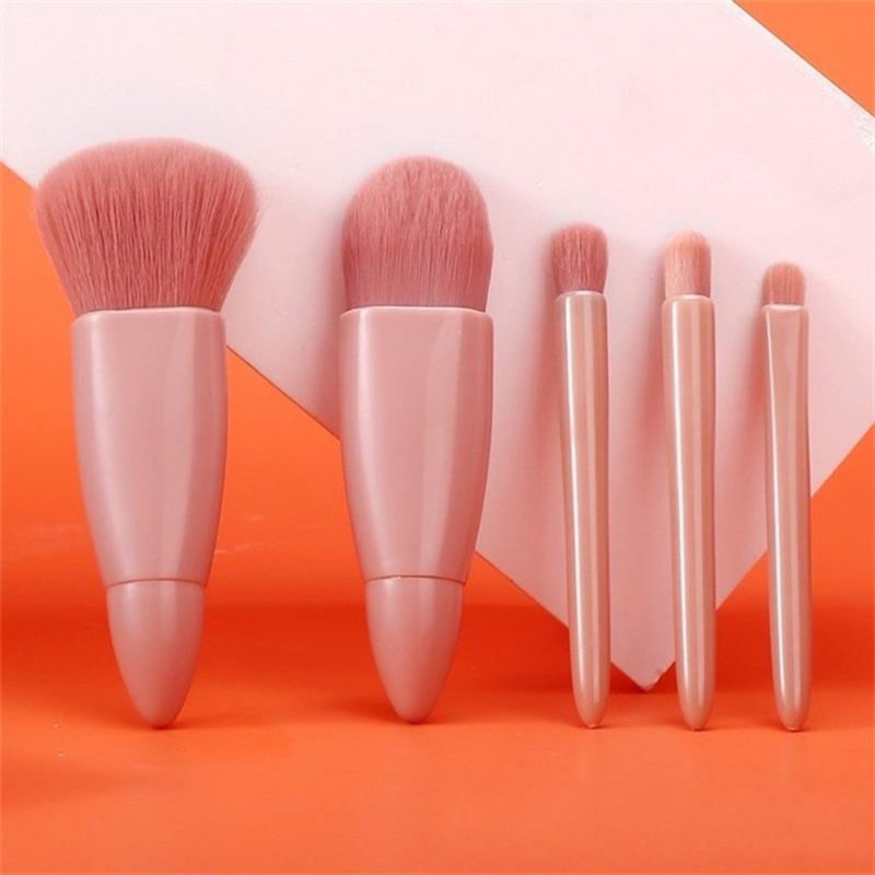 Hộp cọ trang điểm mini 5 cây kèm gương