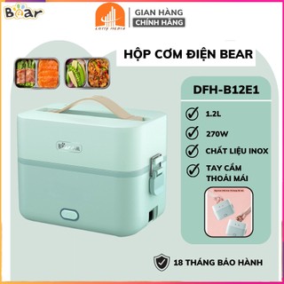 Hộp nấu cơm điện văn phòng đa năng seka bear 1.2l dfh b12e1, 270w, hâm/hấp/nấu, nhiều ngăn inox, chính hãng, bh 18tháng