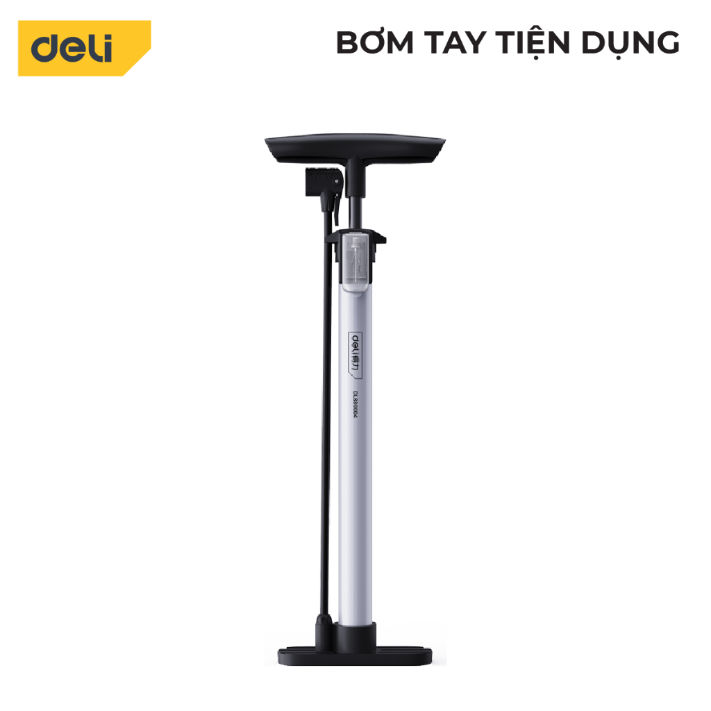 Bơm Xe Đạp Xe Máy Deli Tools Tích Hợp Đồng Hồ Áp Suất Tối Đa 160psi Nhỏ Gọn Dễ Dàng Mang Theo Mọi Nơi DL880005